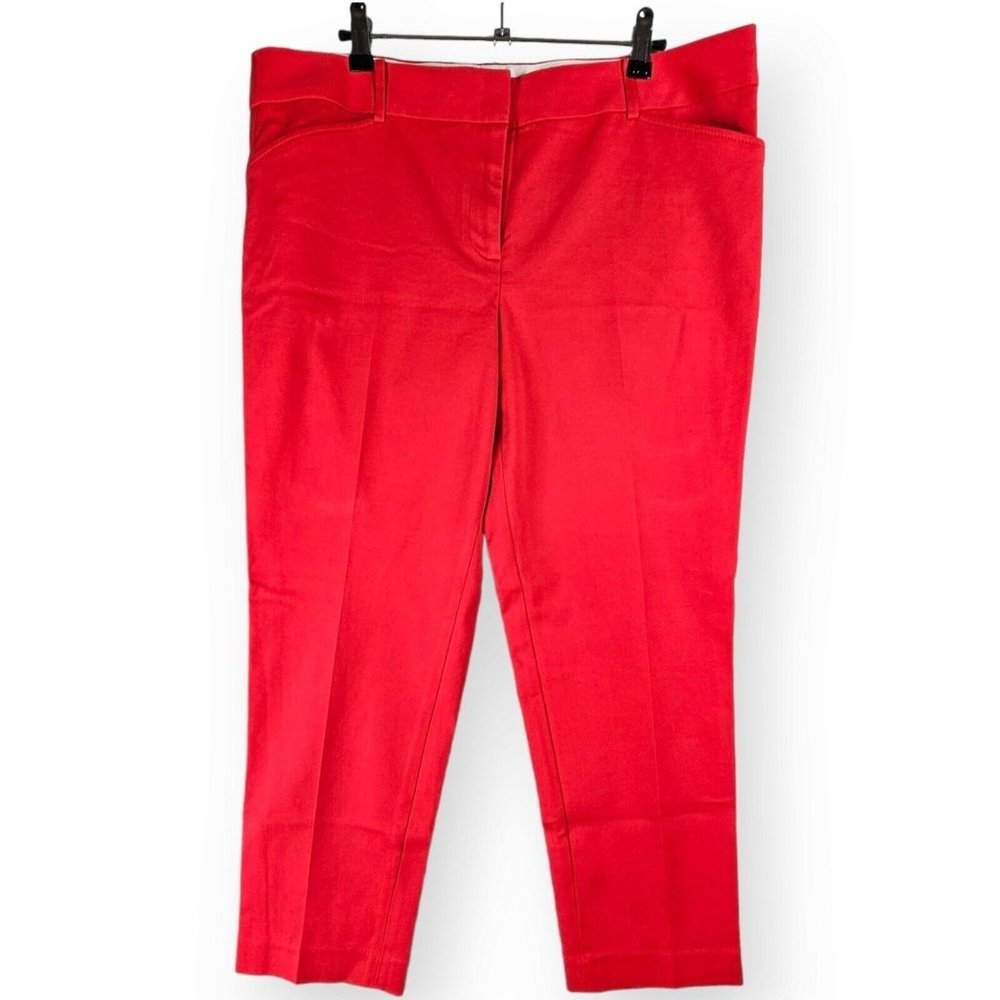 Talbots Womens Sz 14 Petite Hampshire Ankle Red Pants Flat Front Pockets Career